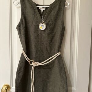 APRICOT Textured Olive Mini Dress with Rope Belt